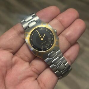 Mens Omega Seamaster Polaris 18K Gold & SS Multifunction Digital watch